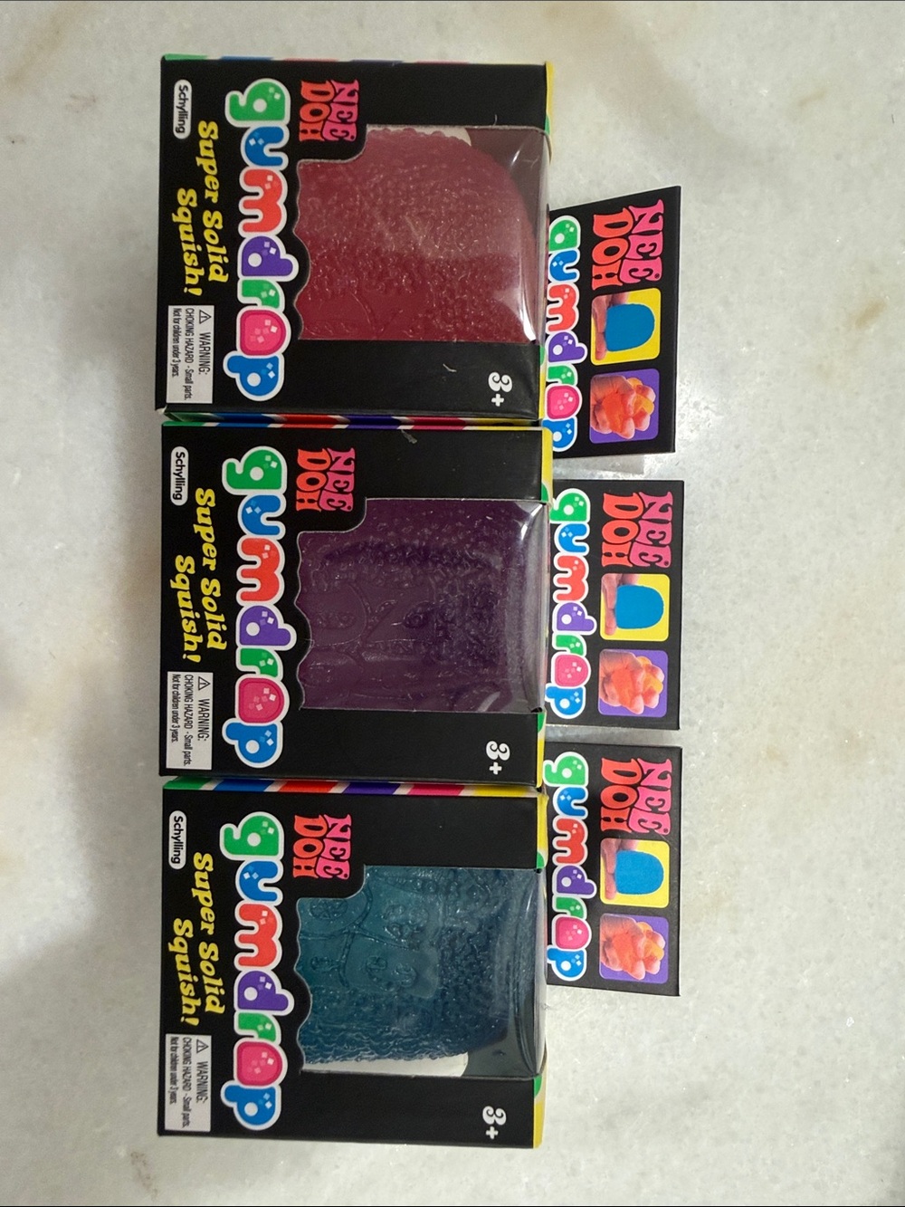 Neon Doh Gumdrop Super Solid Squishies - Pink, Blue, and Purple. Bundle of 3!